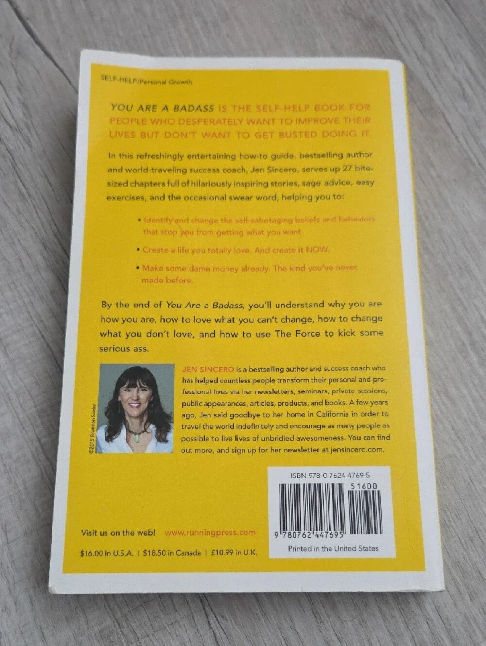 You Are a Badass by Jen Sincero - Yellow Paperback